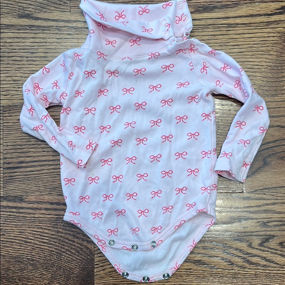 Pink Bow Patterned Kids One Piece